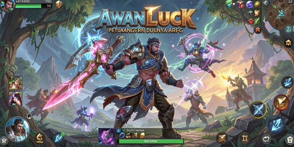 Tampilan gameplay seru dengan pertarungan epik di AWANLUCK.