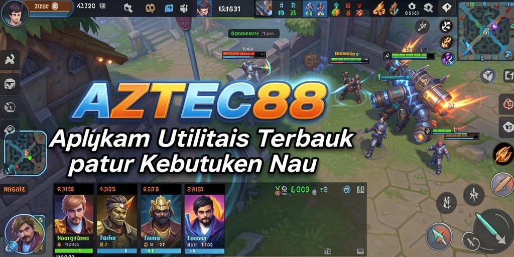 Tampilan pengguna AZTEC88 yang menampilkan fitur utilitas yang bermanfaat.