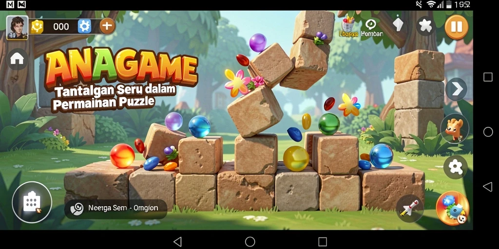Tampilan gameplay seru di DANAGAME dengan berbagai teka-teki menarik.