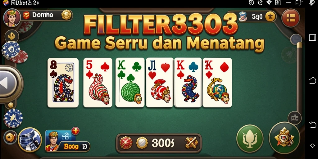 Tampilan gameplay menarik dari FILTER303 dengan kartu domino.