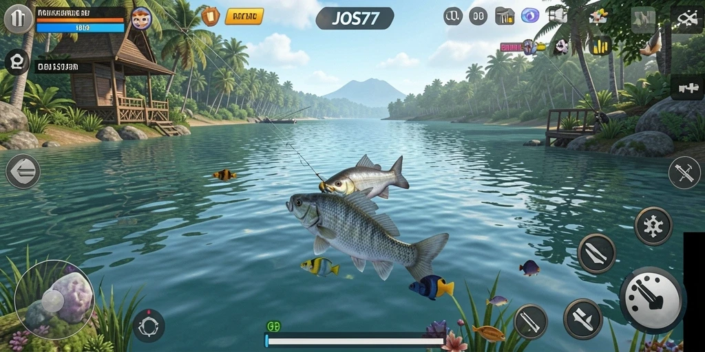 Tampilan gameplay JOS77 dengan aksi memancing yang seru.