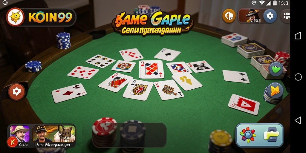 Tampilan gameplay seru dalam KOIN99 dengan kartu Gaple.