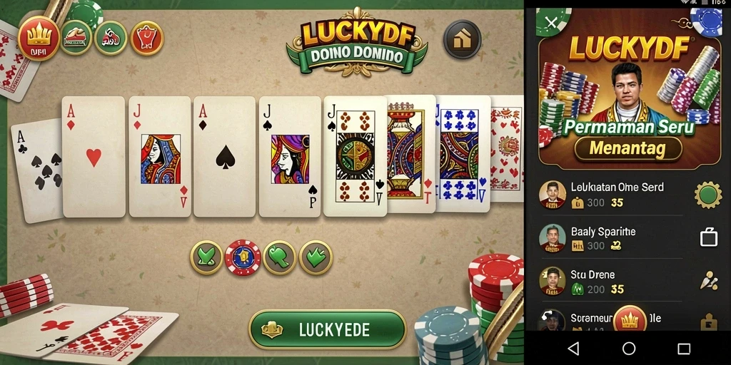 Tampilan gameplay seru dan menawan dari LUCKYDF dalam permainan Domino.