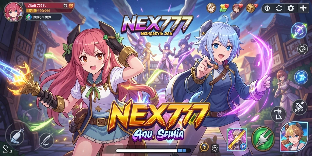 Tampilan gameplay NEX777 dengan aksi karakter Anime yang seru.