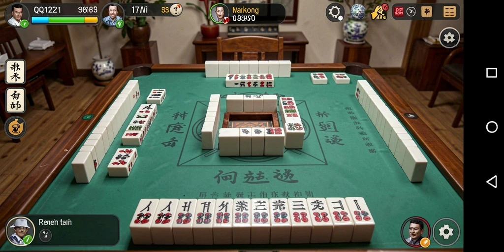 Screenshot gameplay QQ1221 menampilkan aksi Mahjong yang seru.