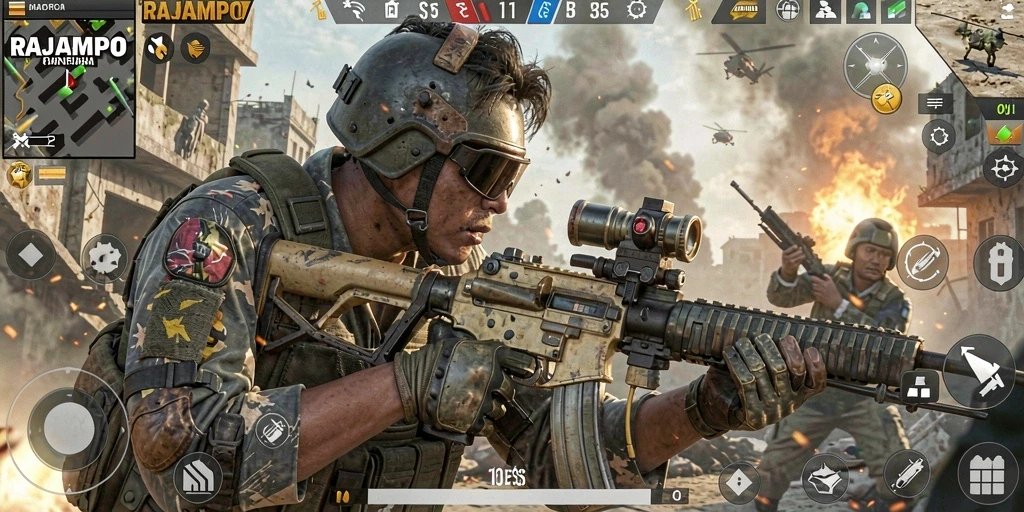 Gameplay seru RAJAMPO yang menampilkan aksi FPS intens.