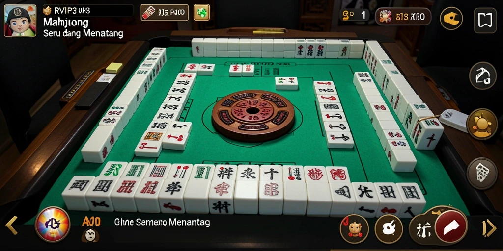 Screenshot menunjukkan gameplay seru dari RVIP3 di Mahjong.
