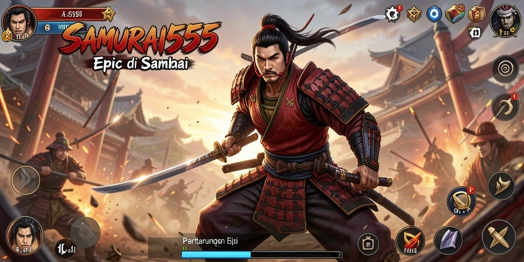 Tampilan aksi pertarungan mendebarkan dalam SAMURAI555.