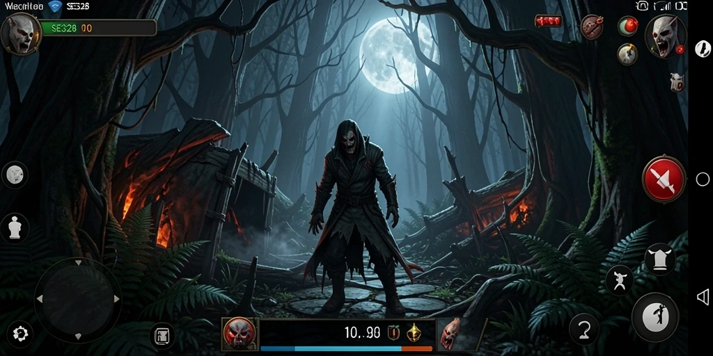 Gameplay menyeramkan SE328 di hutan yang gelap.